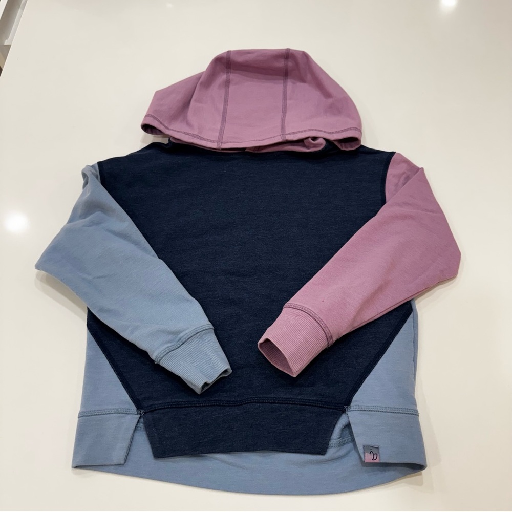 JillYoga Colorblock Hoodie Sweatshirt - Navy, Dusty Pink & Light Blue